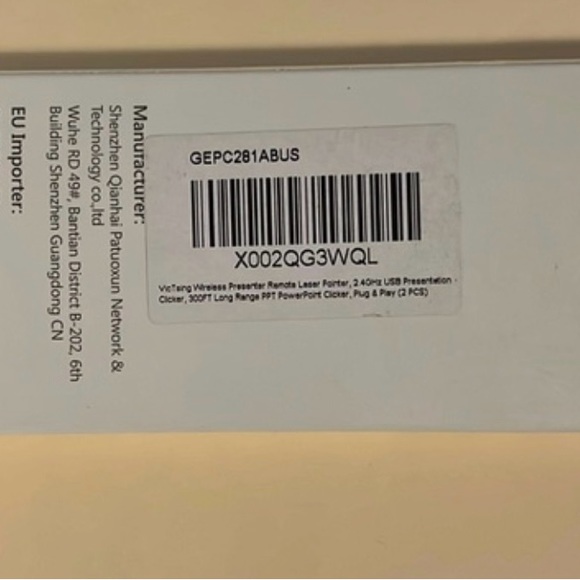 Victsing Wireless Presenter Remote Laser Pointer, 2.4 GHz Model: PC189A, 2 Piece - Picture 12 of 16